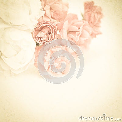 Sweet color roses on mulberry paper texture Stock Photo