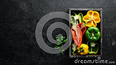 Sweet colored bell pepper. Fresh vegetables. Stock Photo