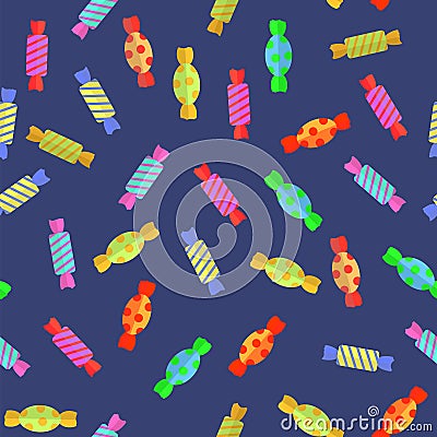 Sweet Colored Candy Seamless Pattern Vector Illustration