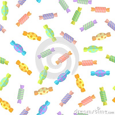 Sweet Colored Candy Seamless Pattern Vector Illustration