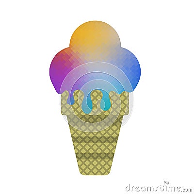 Sweet Colored Ice Cream Icon Isolated on White Background Vector Illustration