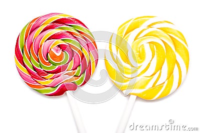 Sweet Colorful Spiral Lollipops Stock Photo