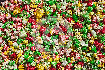 Sweet colourful popcorn texture background Stock Photo