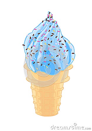 Sweet cool ice cream sketch with grit in waffle cone Vector Illustration