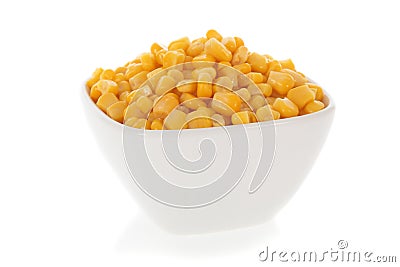 Sweet corn in a bowl isolated on white Stock Photo
