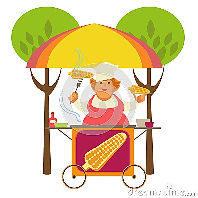 Sweet corn street food cart Stock Photo