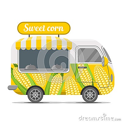 Sweet corn street food vector caravan trailer Vector Illustration