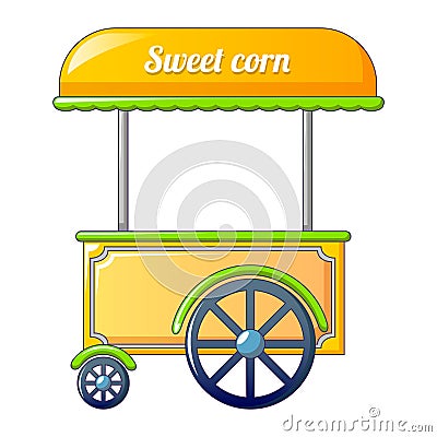 Sweet corn street shop icon, cartoon style Vector Illustration