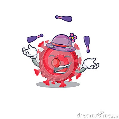 A sweet coronavirus substance mascot cartoon style playing Juggling Vector Illustration