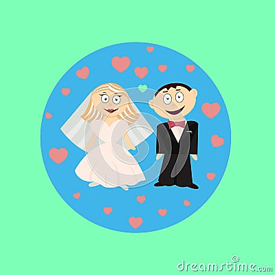 The sweet couple bride and groom Vector Illustration