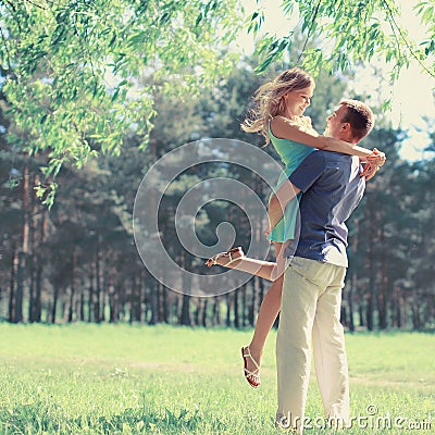 Sweet couple in love in spring day Stock Photo