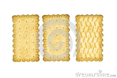Rectangular wheat flour cookies. Sweet crackers on a white background top view. Stock Photo