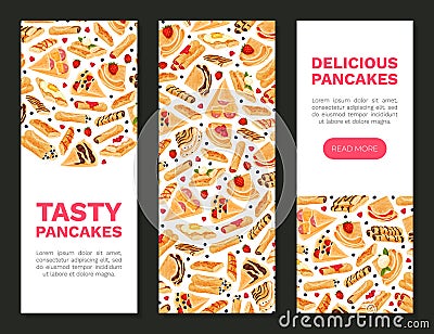 Sweet Crepe or Pancake Food Banner Design Vector Template Vector Illustration