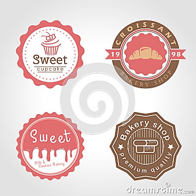 Sweet cupcake and bakery and milk shop circle logo vector illustration design Vector Illustration