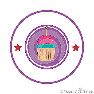 Sweet cupcake celebration icon Vector Illustration