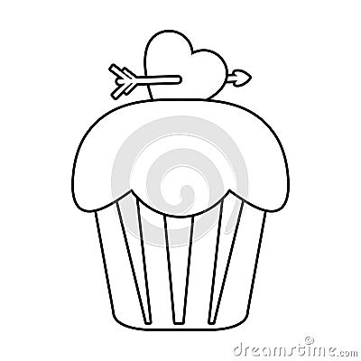 Sweet cupcake heart arrow Vector Illustration