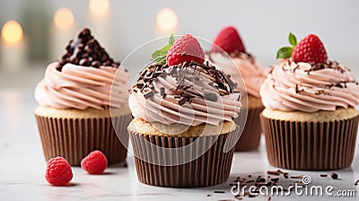 Sweet cupcakes. Illustration AI Generative Stock Photo