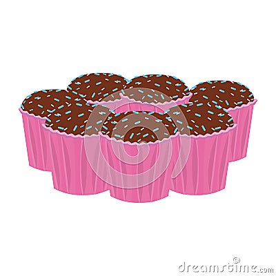 Sweet cupcakes on stand celebration birthday Vector Illustration