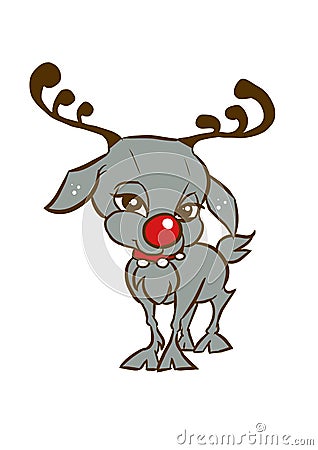 Sweet cute reindeer, smiling, standing face to face, in Disney style Stock Photo