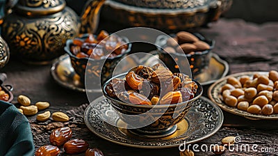 Sweet Dates and Nuts for Eid al-Adha Stock Photo