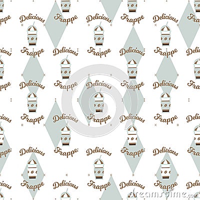 Sweet and Delicious Coffee Frappe Vector Graphic Seamless Pattern Vector Illustration
