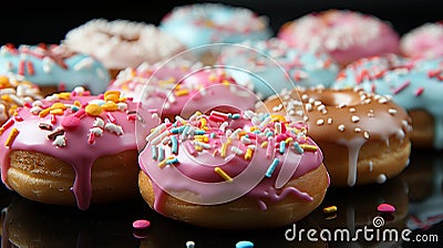 sweet delicious colorful donuts on the table 1 Stock Photo