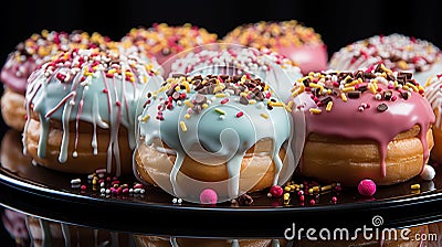 sweet delicious colorful donuts on the table 3 Stock Photo