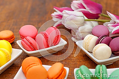 Sweet and delicious colourful macaroons - macaron Stock Photo