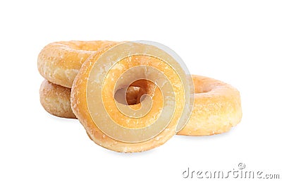 Sweet delicious glazed donuts on background Stock Photo