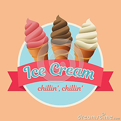 sweet delicious ice cream pastry food icon Vector Illustration