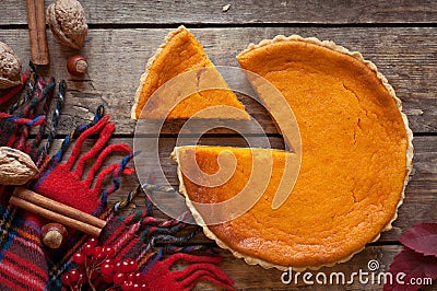 Sweet delicious natural pumpkin tart pie dessert Stock Photo