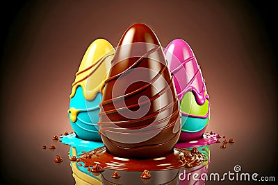 sweet delicious three-layer easter candy in chocolate sauce Stock Photo