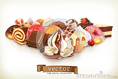 Sweet dessert with chocolate Vector Illustration