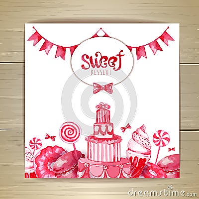 Sweet or dessert menu desing Vector Illustration