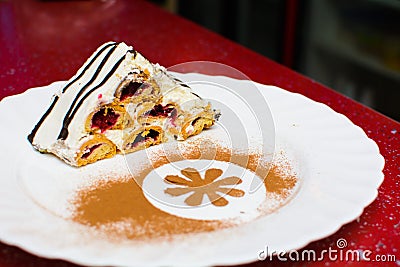 Sweet dessert on a plate. piece of cake Stock Photo