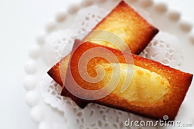 Homemade rectangle cake on dish Stock Photo