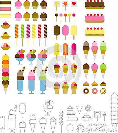 Sweet desserts Vector Illustration