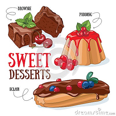 Sweet desserts Vector Illustration