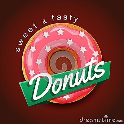 Sweet donut advertising banner Vector Illustration