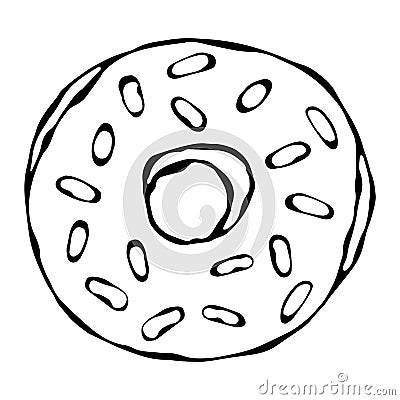 Sweet Donut with Sugar Glaze and Confetti Topping. Pastry Shop, Confectionery Design. Round Doughnut with Holes. Best Dessert. Rea Stock Photo