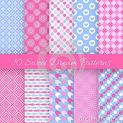 Sweet dream seamless patterns. Vector illustration Vector Illustration