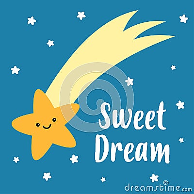 Sweet dreams. Cute sleeping star Vector Illustration