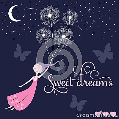 Sweet dreams girl vector Vector Illustration