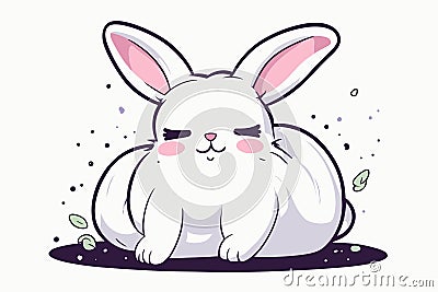 Sweet Dreams with a Kawaii Sleeping Bunny Stock Photo