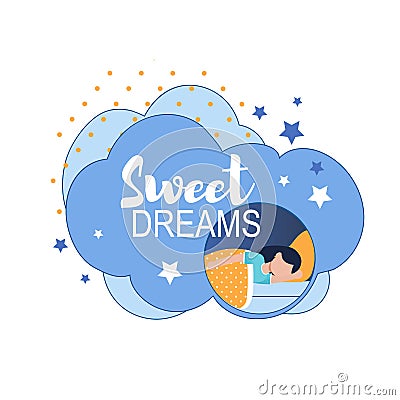Sweet Dreams Wish Cartoon Designed Illustration Vector Illustration