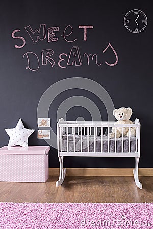 Sweet dreams writing on blackboard wall Stock Photo