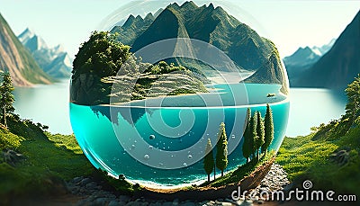 Sweet Earth: A Photorealistic and Whimsical Planet Made with Generative AI Stock Photo