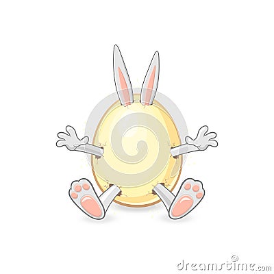 Sweet Easter bunny get out of egg - isolated background Vector Illustration