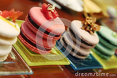 Sweet flavored french macarons Stock Photo