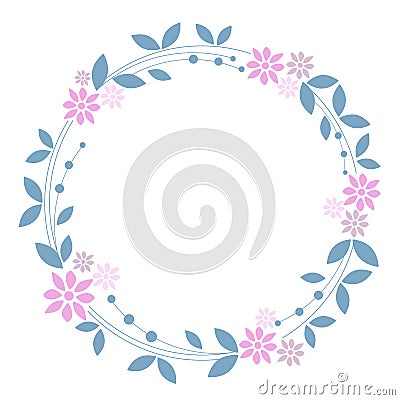 Sweet floral wreath on white background Vector Illustration